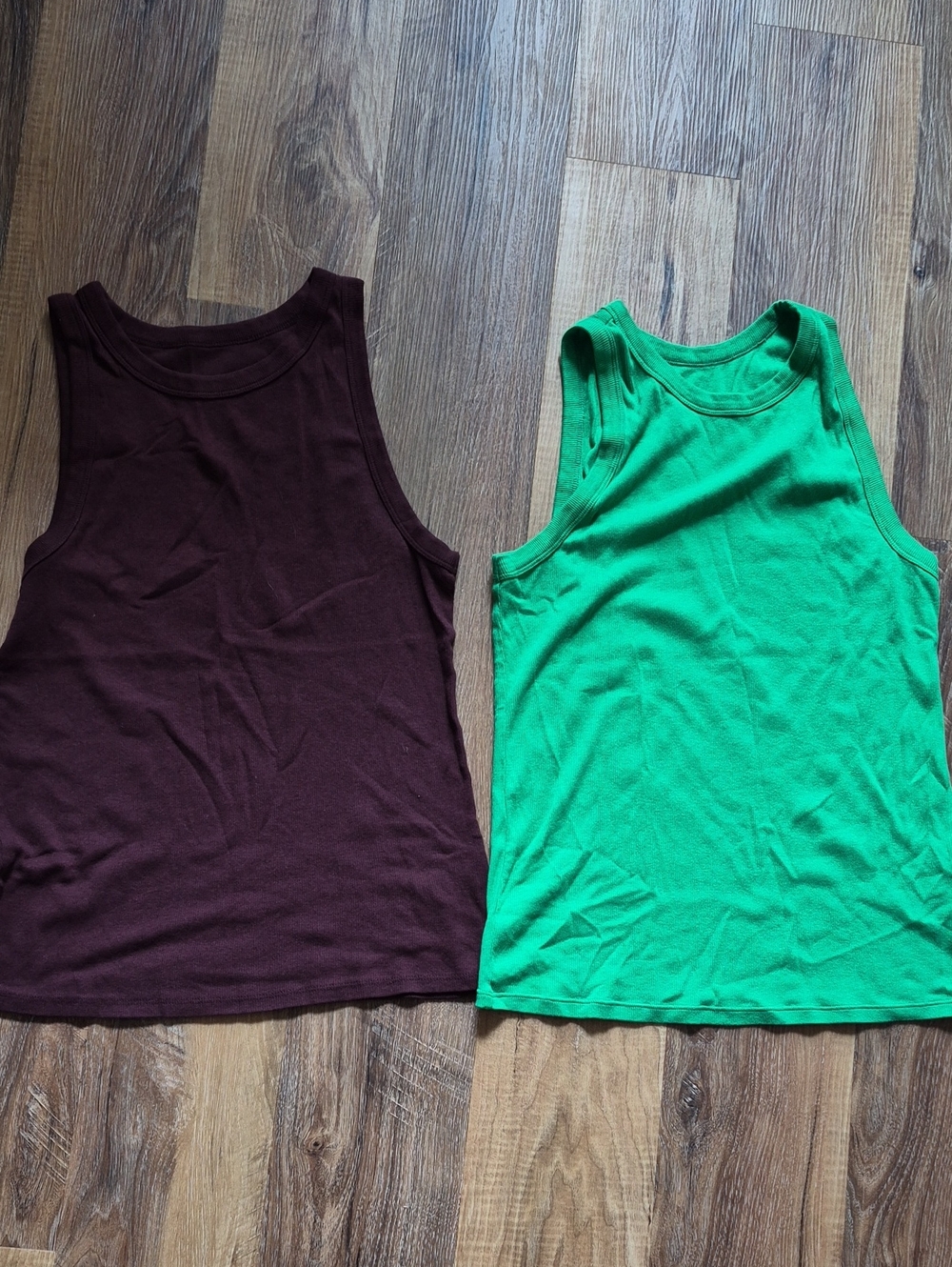LOT OF 2 A New Day High Neck Ribbed Tank Tops Size XL Bundle Green Burgundy